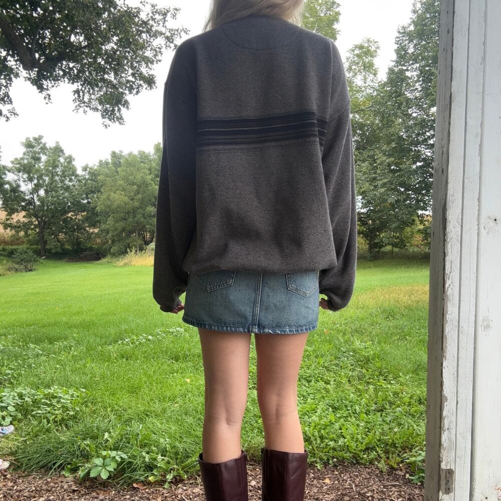 Vintage 90s Knights Sportswear Mens Striped Sweater XXL Grey Grunge Oversized - Picture 2 of 3